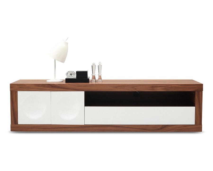 J&M - Prato Modern TV Base in White/Walnut