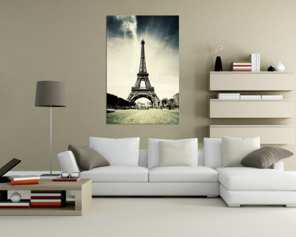 J&M - Wall Art Eiffel Tower in Navy Blue/White