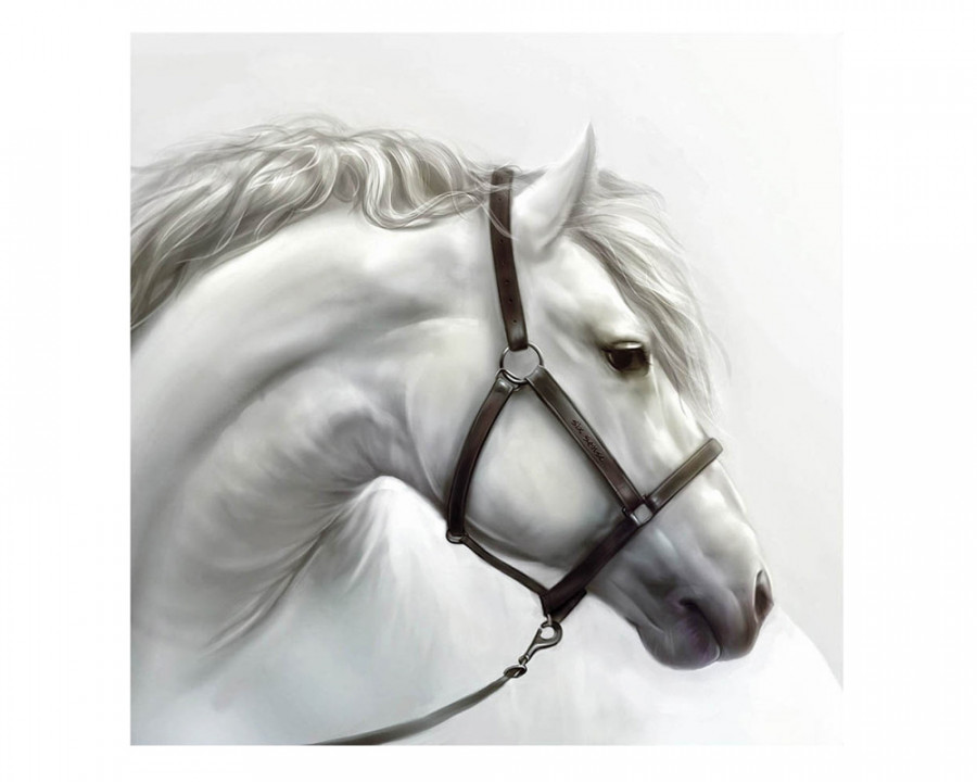 J&M - Wall Art Horse in White/Gray/Brown