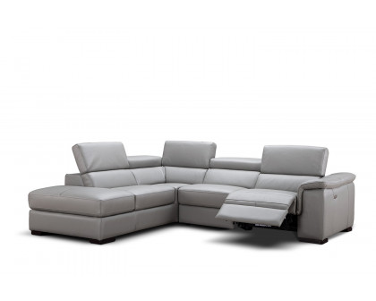 J&M Perla Premium Leather Sectional - Left Hand Facing Chaise, Light Gray