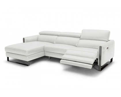 J&M Vella Premium Leather Sectional - Left Hand Facing, Light Gray