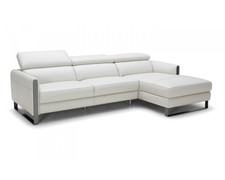 J&M Vella Premium Leather Sectional - Right Hand Facing, Light Gray