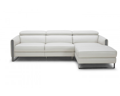 J&M Vella Premium Leather Sectional - Right Hand Facing, Light Gray