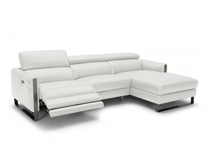 J&M Vella Premium Leather Sectional - Right Hand Facing, Light Gray