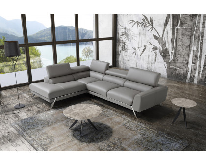 J&M Mood Gray Leather Sectional - Left Hand Facing, Gray