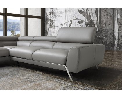 J&M Mood Gray Leather Sectional - Left Hand Facing, Gray