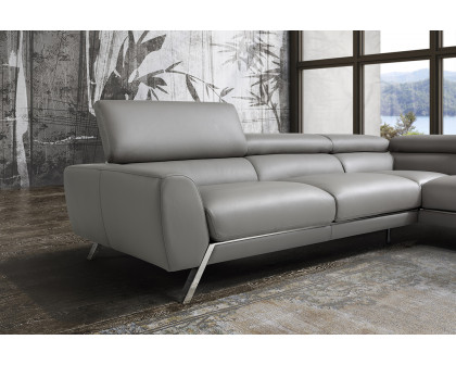 J&M Mood Gray Leather Sectional - Right Hand Facing, Gray