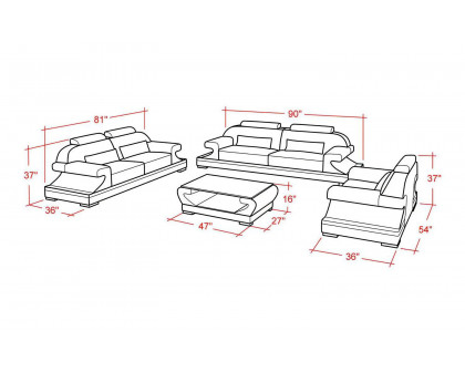 Jubilee - Pantaleon Sofa Set with Shape Arm