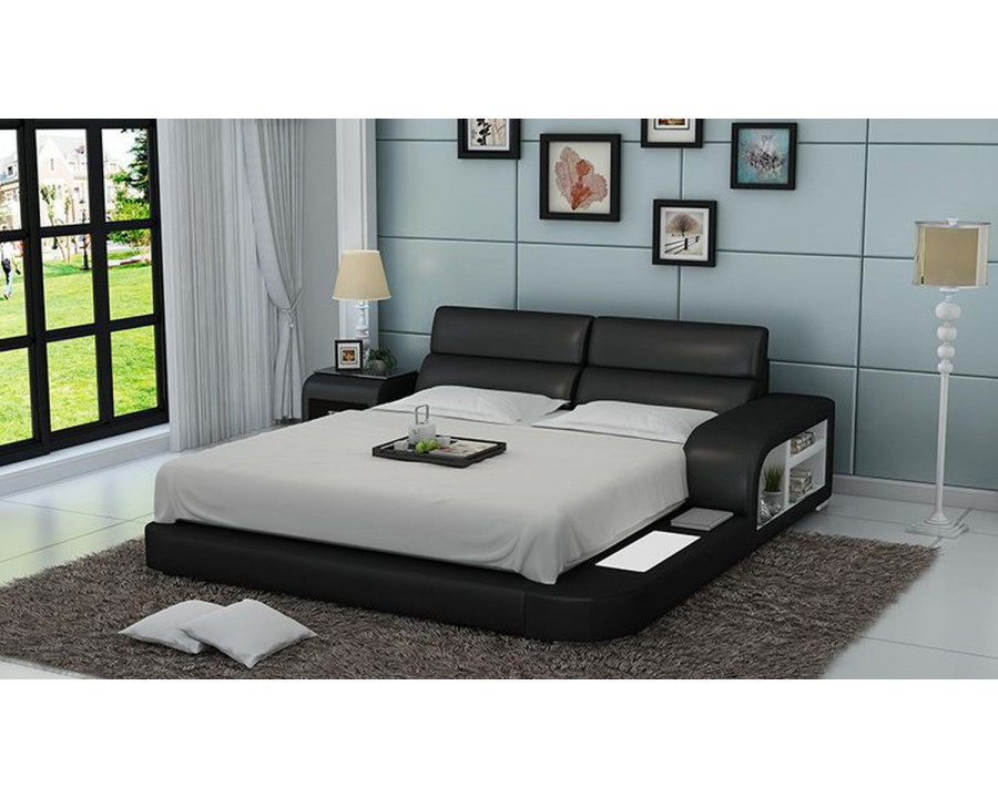 Jubilee Jodi Queen Size Right Hand Facing Bed with Storage - Black, Bonded Leather