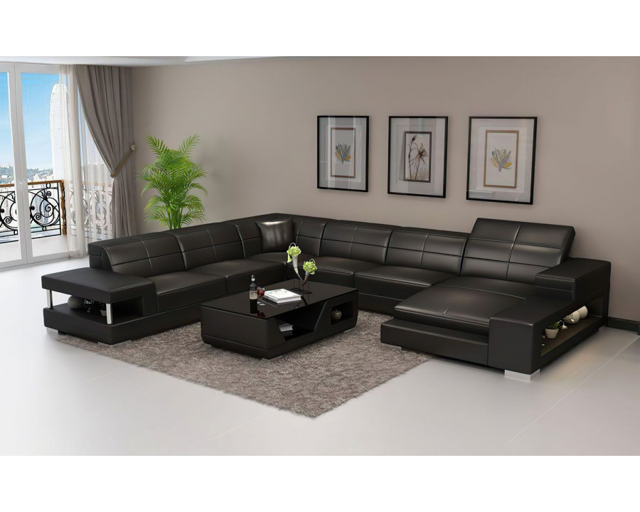 Jubilee Paramount Left Hand Facing Sectional with Led - Black, Bonded Leather