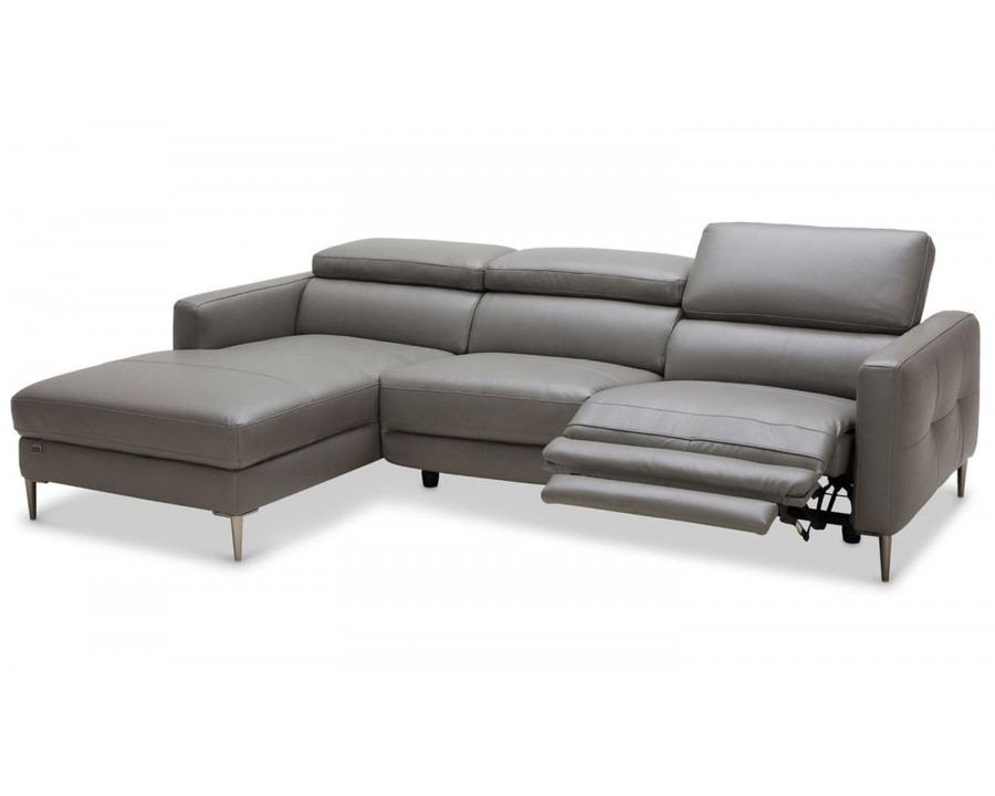 Jubilee Kaplan Modern Reclining Left Hand Facing Sectional - Gray, Italian Top Grain Leather