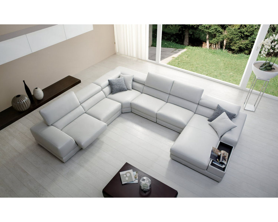 Jubilee Linehan Modular Recliner Left Hand Facing Sectional Couch - White, Italian Top Grain Leather