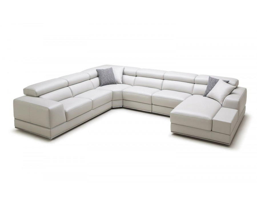 Jubilee Linehan Modular Recliner Right Hand Facing Sectional Couch - Beige, Italian Top Grain Leather