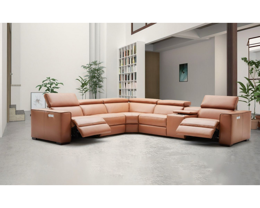 Jubilee Birt Sectional Sofa with Recliners - Brown, Italian Top Grain Leather