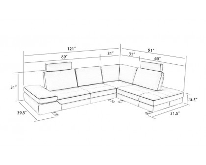 Jubilee - Vegas Right Facing Sectional with Adjustable Headrest