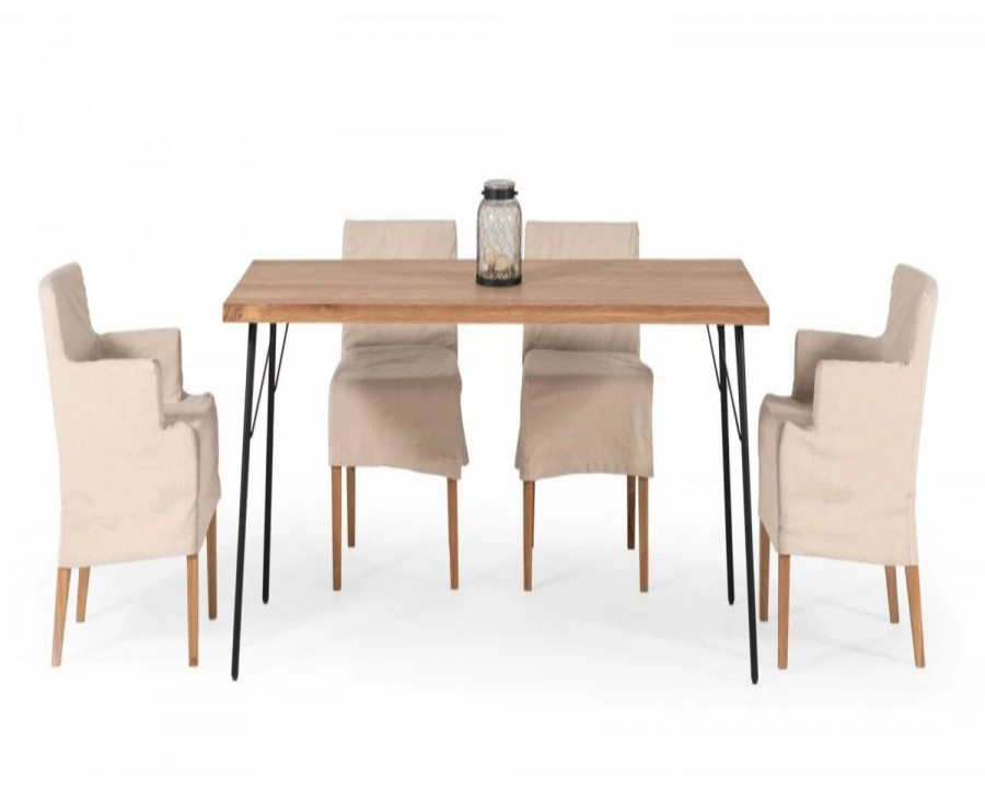 Jubilee - Biby Dining Table in Natural Oak/Powder Coated Black, Wood/Iron