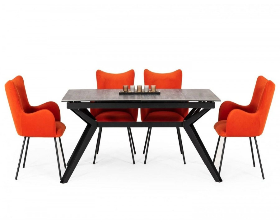 Jubilee - Daniel Dining Table in Gray/Black, Ceramic/Metal