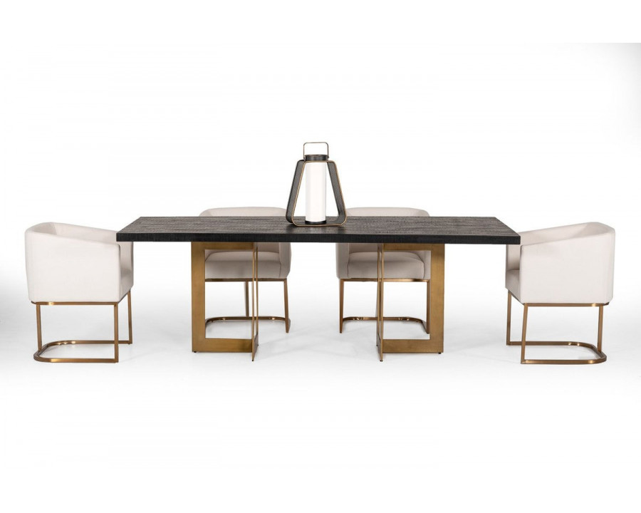 Jubilee - Crystal Dining Table in Black/Brass, Acacia Wood/Metal