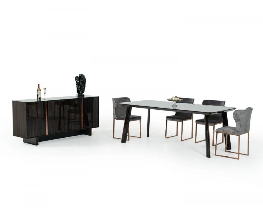 Jubilee - Charli Dining Table in Ebony High Gloss/Rosegold, Wood/Stainless Steel