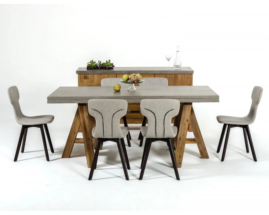 Jubilee - Cylia Dining Table in Dark Grey/Walnut, Concrete/Acacia Wood