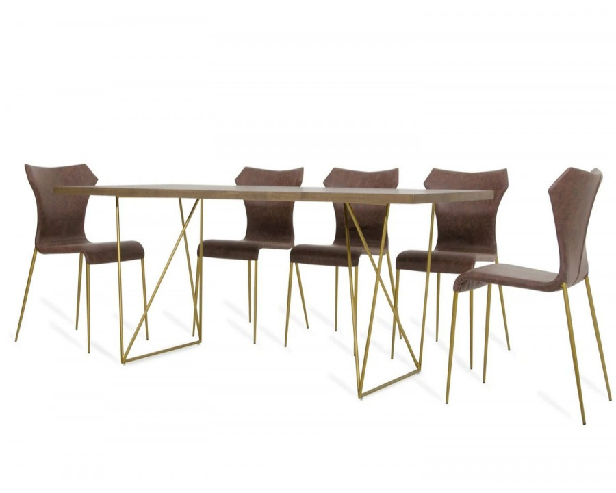 Jubilee - Masyu Dining Table in Tobacco Veneer/Antique Brass