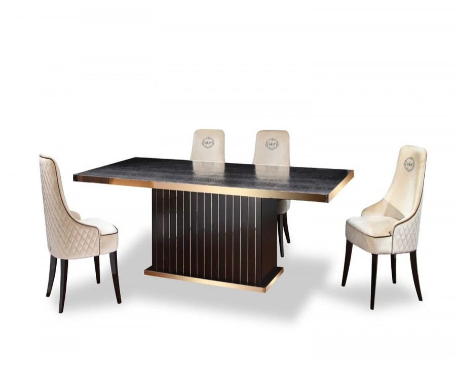 Jubilee - Tecoo Dining Table in Black Crocodile/Gold