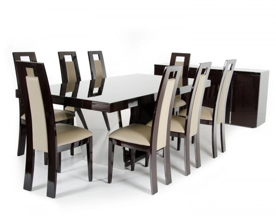 Jubilee - Criwiss Dining Table in Ebony Veneer High Gloss, Stainless Steel