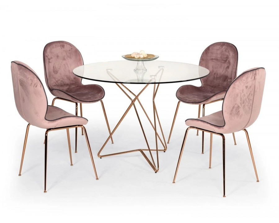 Jubilee - Allse Round Dining Table in Clear/Rosegold, Glass/Metal