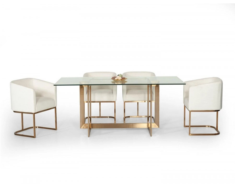 Jubilee - Kecal Dining Table in Clear/Brass, Glass/Stainless Steel