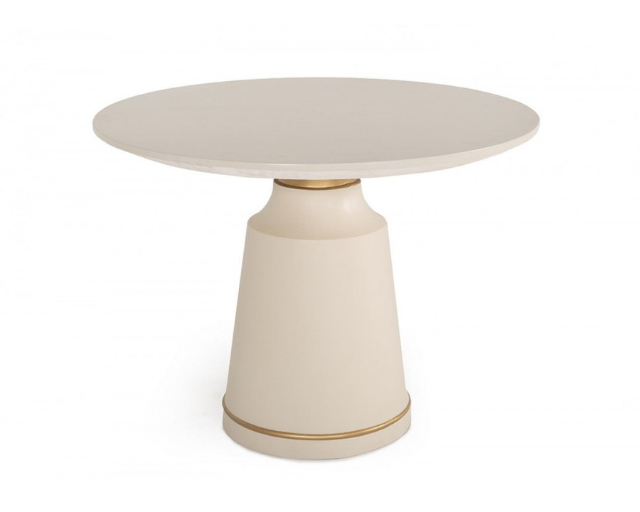 Jubilee - Avril Round Dining Table in Off-White/Gold, Concrete/Brass