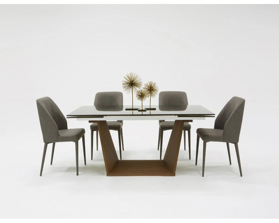 Jubilee - Bcem Extendable Dining Table in Smoked/Walnut, Glass/Wood