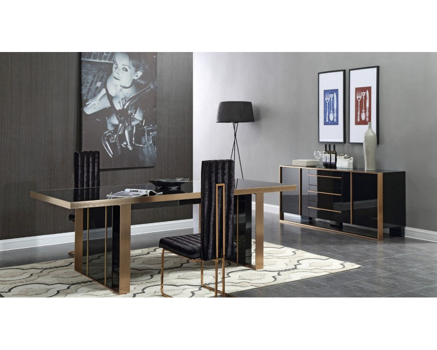 Jubilee - Cander Dining Set in Black High Gloss/Brushed Bronze