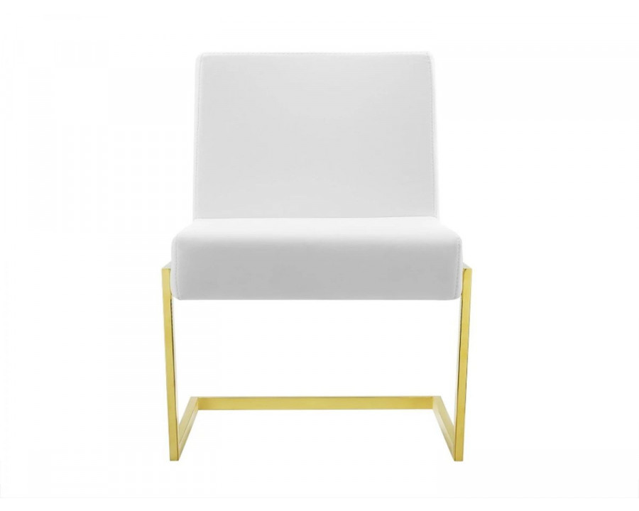 Jubilee - Batiya Dining Chair Set of 2 in White/Gold, Eco-Leather