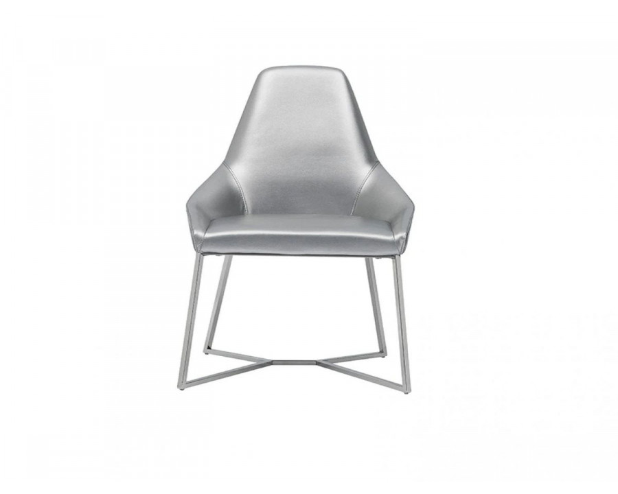 Jubilee - Sandro Dining Chair Set of 2 in Gray, Leatherette/Stainless Steel