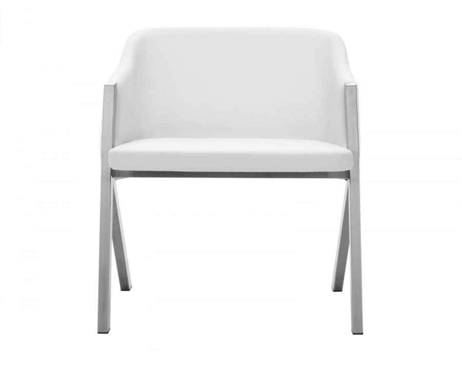 Jubilee - Daquan Dining Chair Set of 2 in White, Leatherette/Stainless Steel