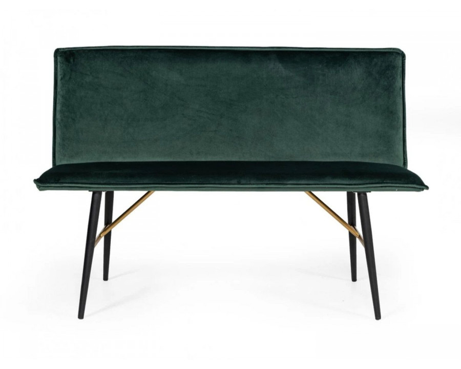 Jubilee - Bizzt Dining Bench in Green/Matte Black, Velvet/Metal