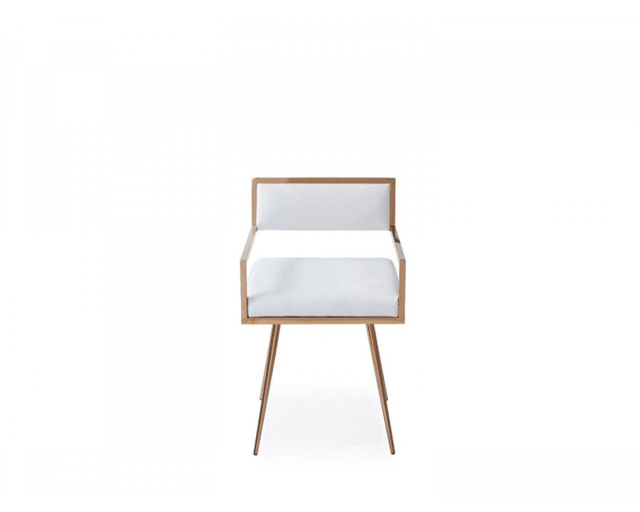 Jubilee - Rossu Dining Chair in White/Rosegold, Crocodile Textured Leatherette