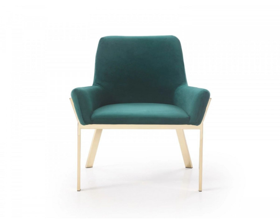 Jubilee - Ruswn Dining Chair in Green/Polished Champagne Gold, Velvet/Stainless Steel