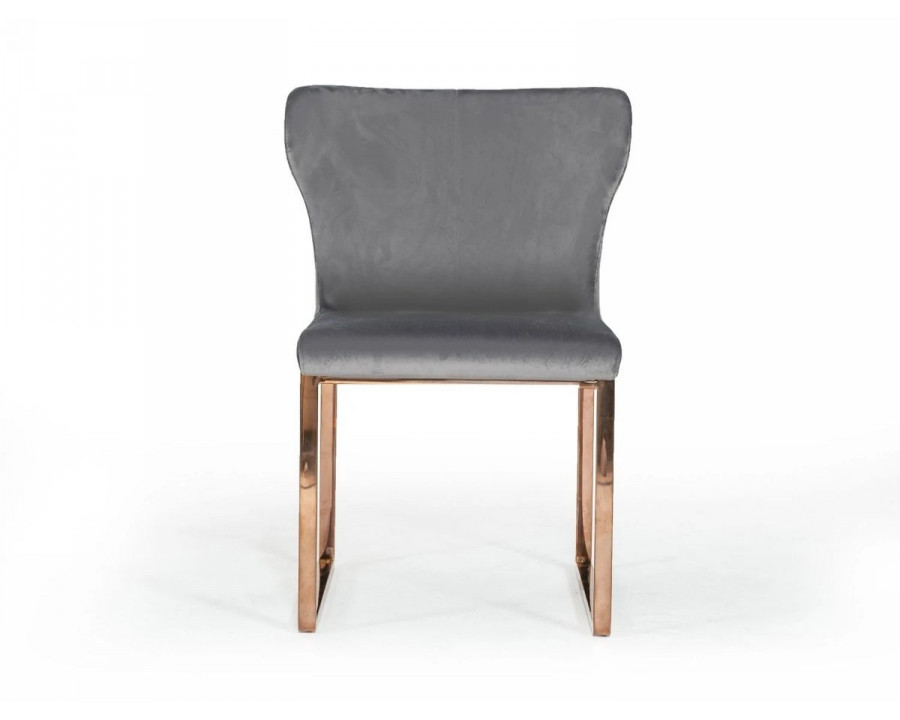 Jubilee - Chanen Dining Chair in Gray/Rosegold, Velvet/Stainless Steel