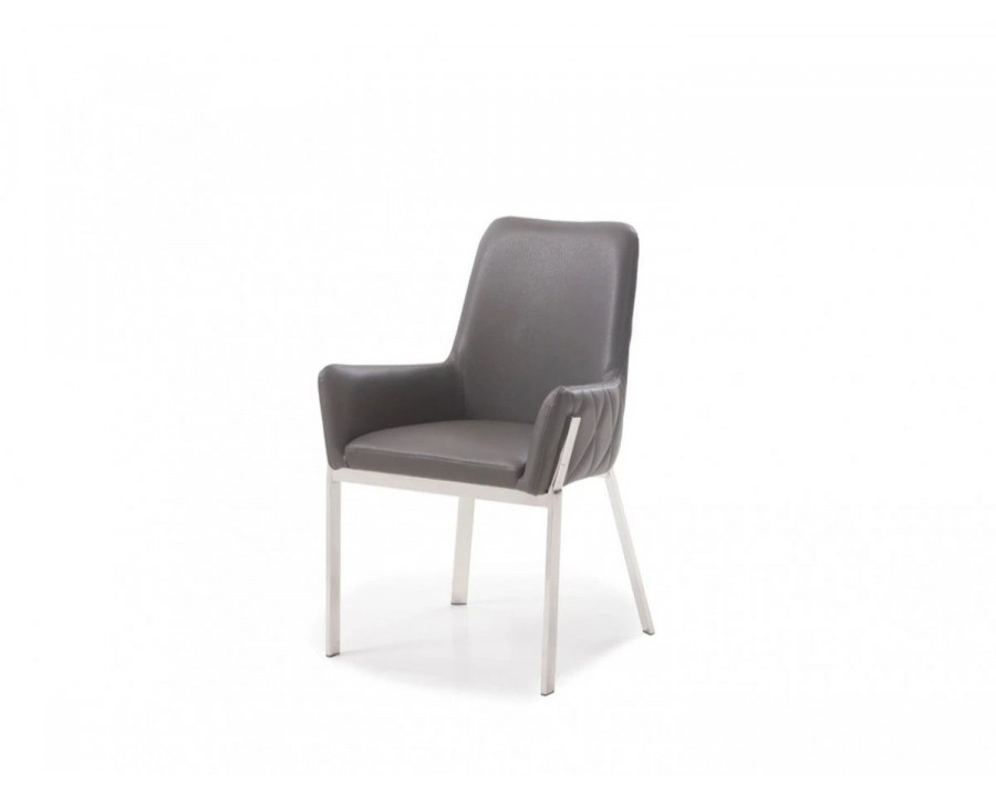 Jubilee - Ruden Dining Chair in Gray, Bonded Leather/Stainless Steel