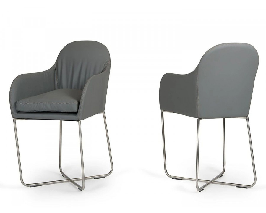 Jubilee - Stemin Dining Chair in Gray, Leatherette/Stainless Steel