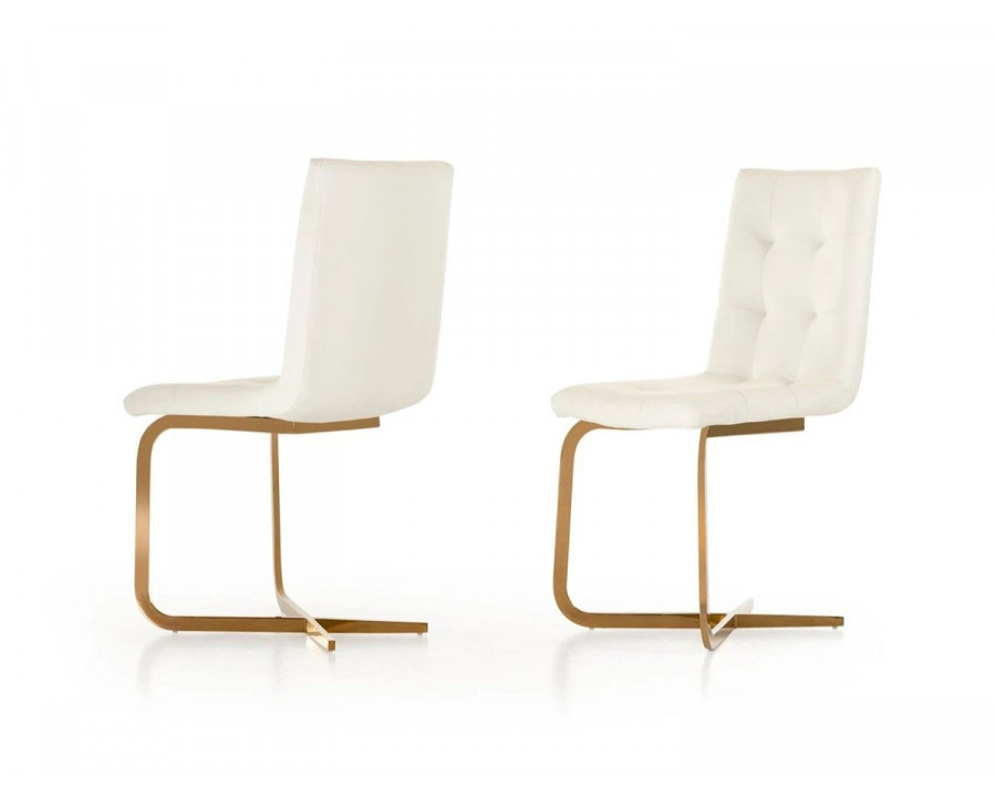 Jubilee - Hsen Dining Chair Set of 2 in White/Rosegold, Leatherette/Stainless Steel