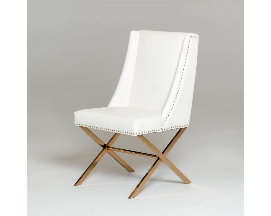 Jubilee - Alact Dining Chair in White/Rosegold, Leatherette/Steel