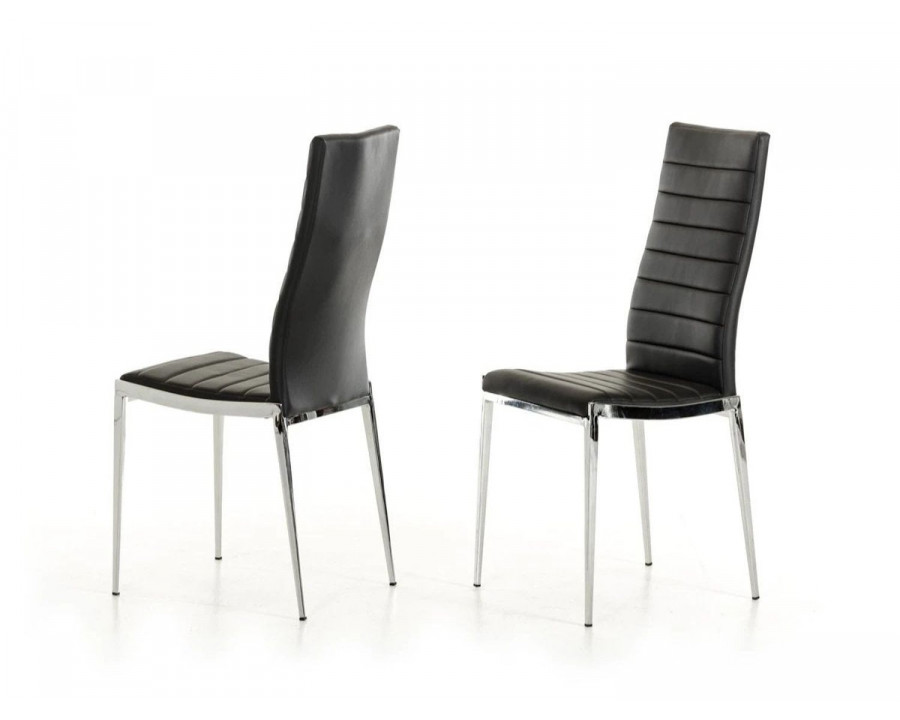 Jubilee - Lver Dining Chair Set of 2 in Black/Chrome, Leatherette