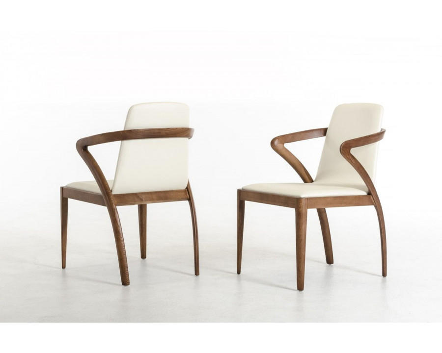 Jubilee - Fanciling Dining Chair in Cream/Walnut, Leatherette/Ash Wood