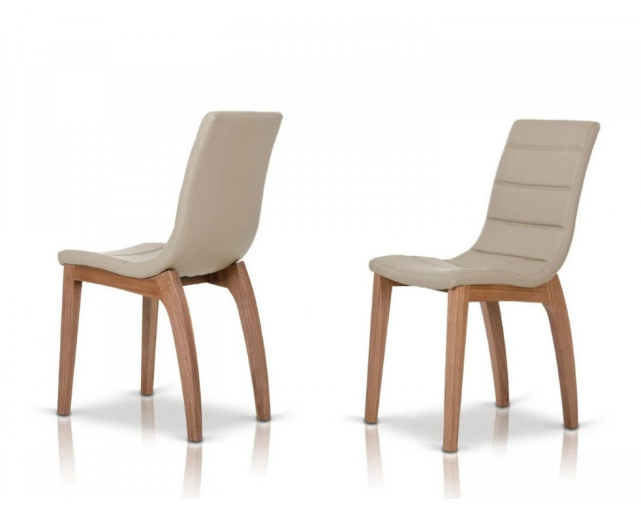 Jubilee - Lerty Modern Dining Chair Set of 2 in Cream/Walnut, Leatherette