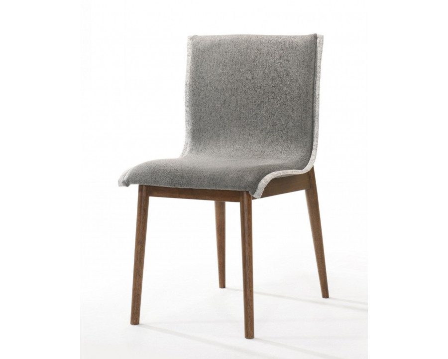 Jubilee - Acme Modern Dining Chair Set of 2 in Gray/Walnut, Fabric/Wood