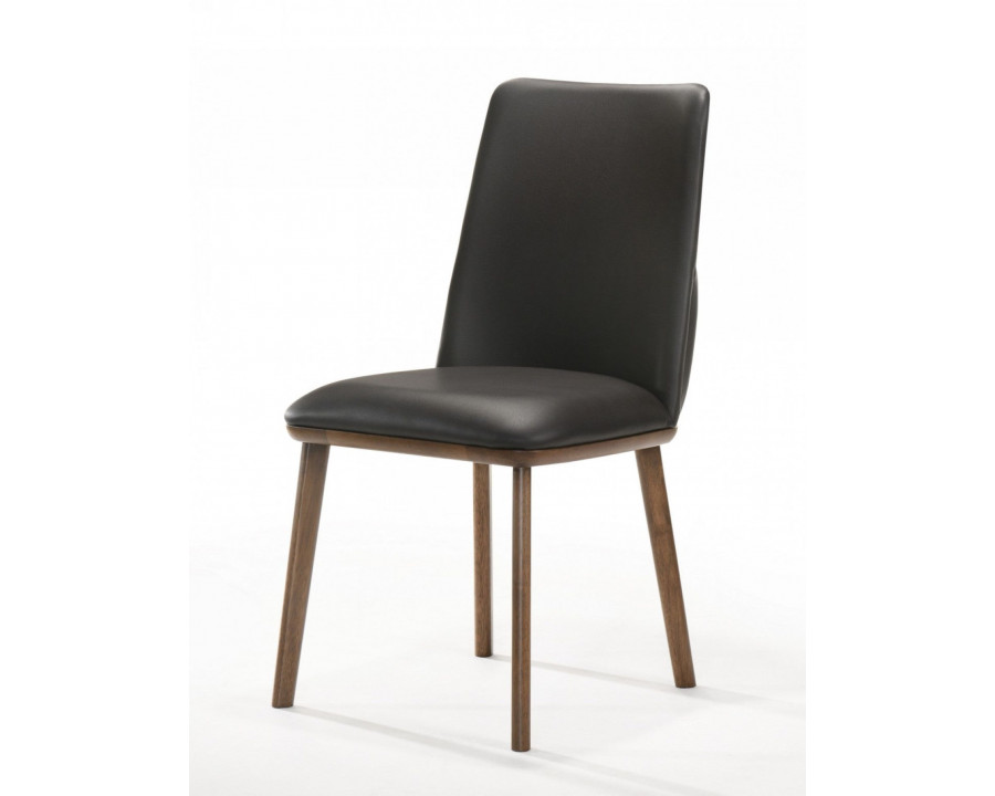 Jubilee - Alixender Modern Dining Chair Set of 2 in Dark Brown/Walnut, Eco-Leather