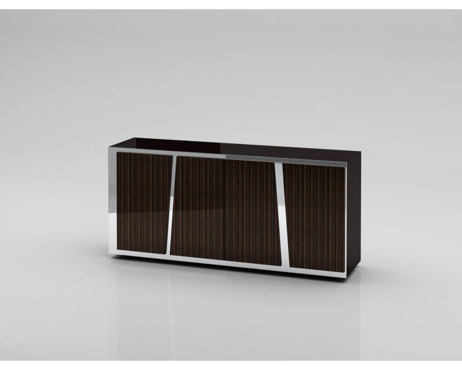 Jubilee - Shelim Buffet Table in Dark Coffee/Ebony, Glass/Wood/Stainless Steel