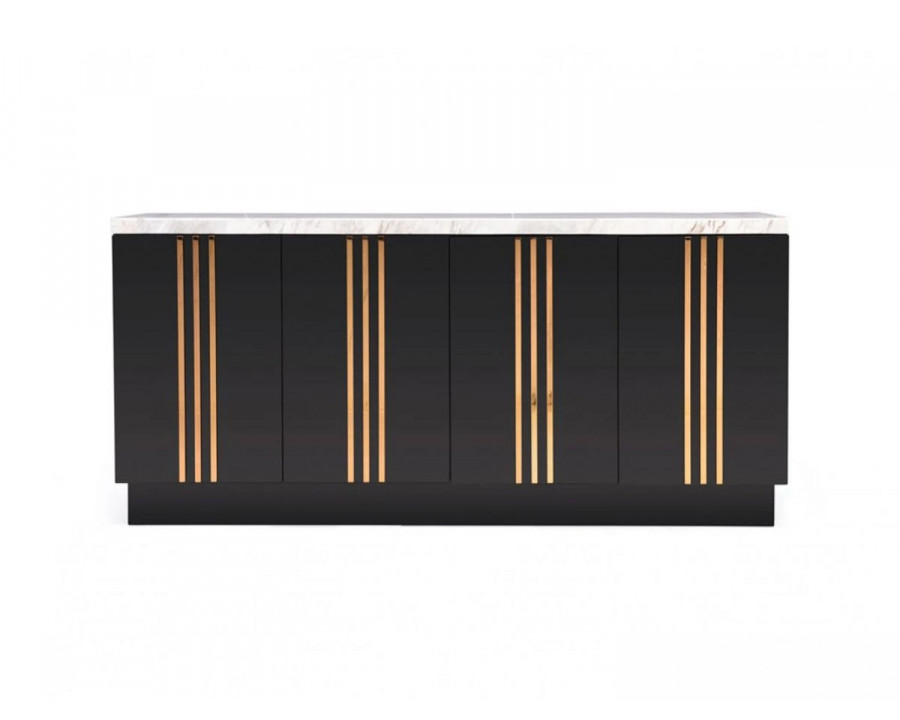 Jubilee - Kutin Buffet Table in Black High Gloss/Gold, Wood/Marble